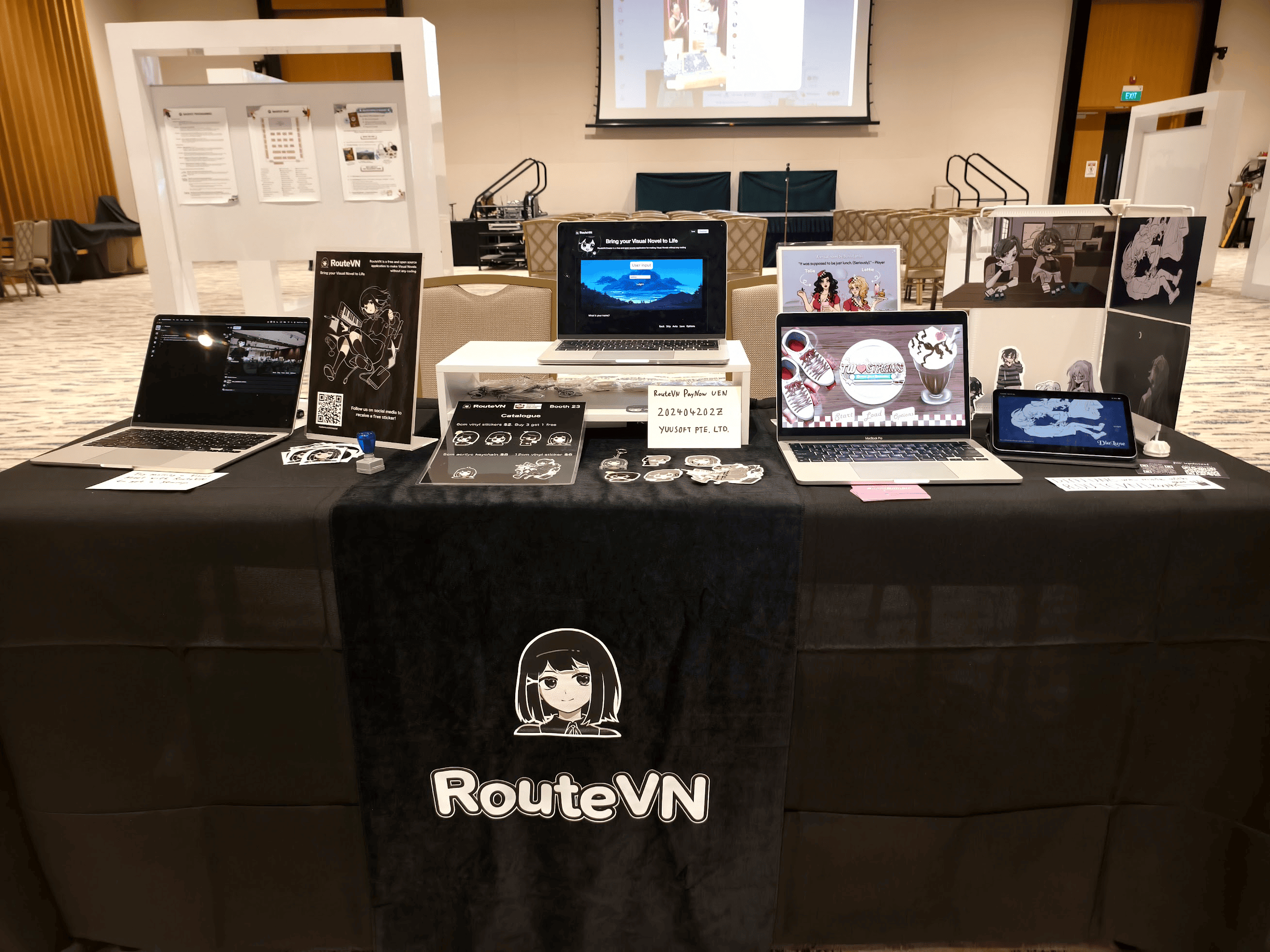 RouteVN booth setup at BAGFest