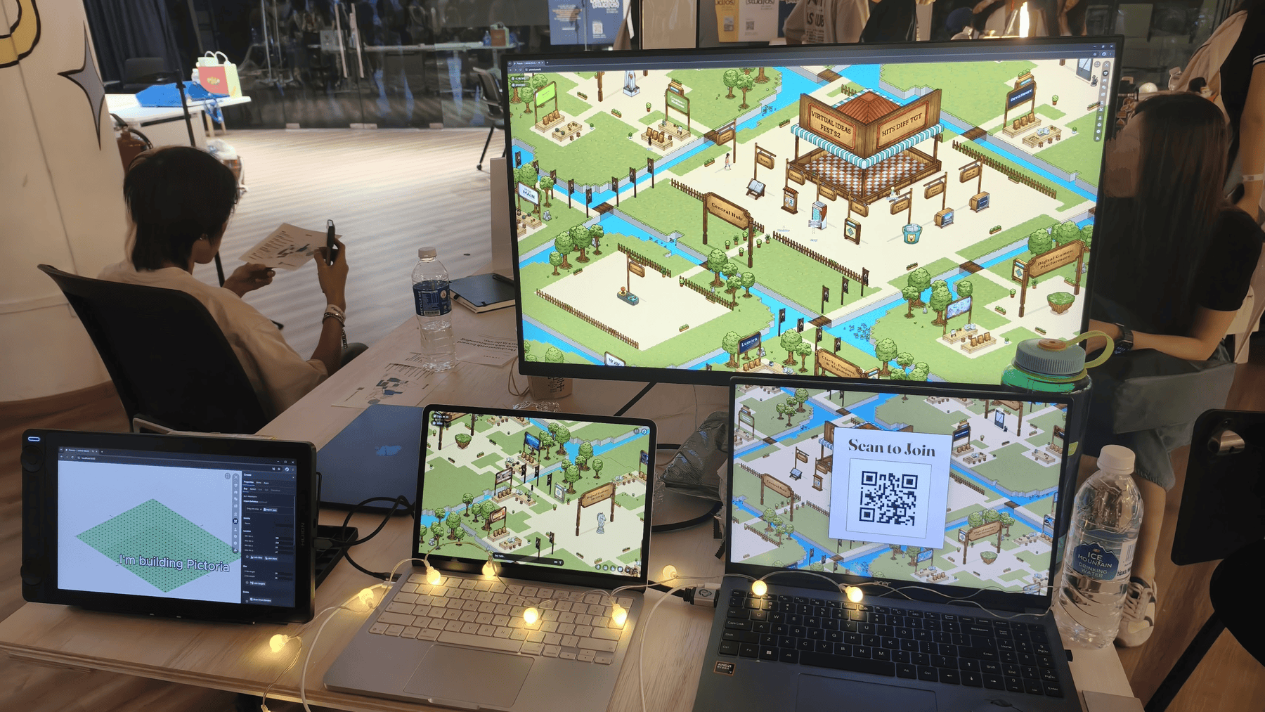 Pictoria.world booth display at Dev & Draft 2
