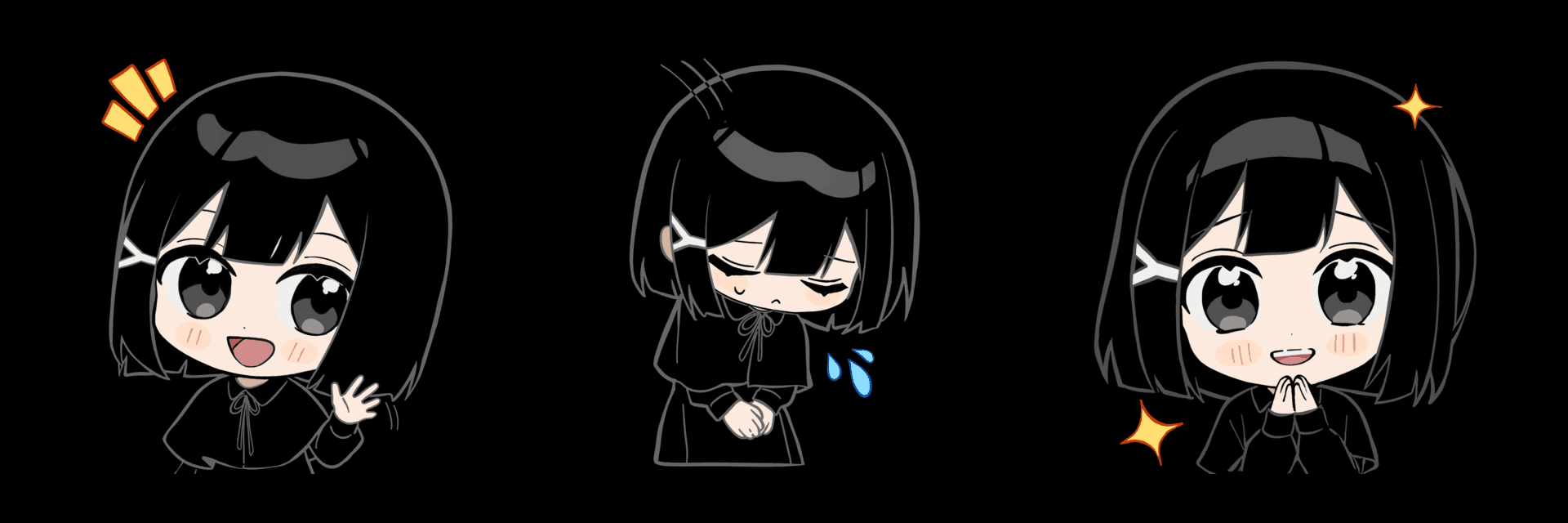 RouteVN Makkuro sticker examples